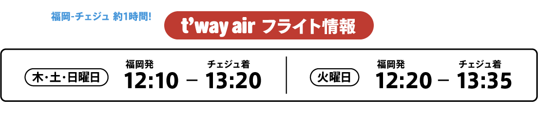 t'way air フライト情報